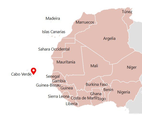 Ubicación de Cabo Verde en el mapa