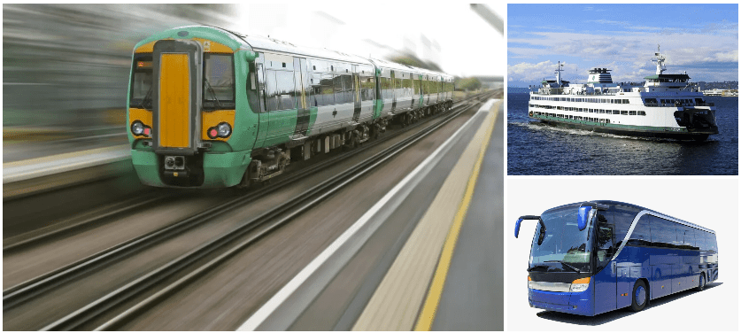 Trains, buses and ferries